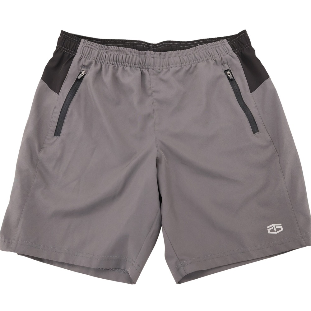 Tapout Mens Gray Black Athletic Training Gym Shorts Size Large Zipper Pockets